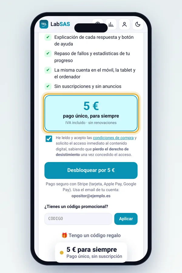 Pantalla de desbloqueo por 5 euros